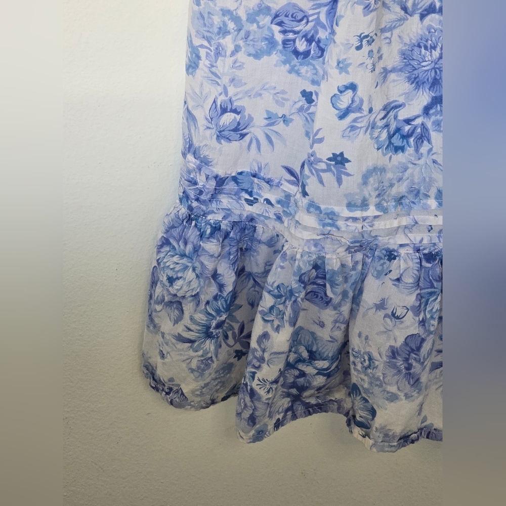 Soft Surroundings Blue and White Floral 100% Cotton Nightgown | Size Large - Picture 4 of 8